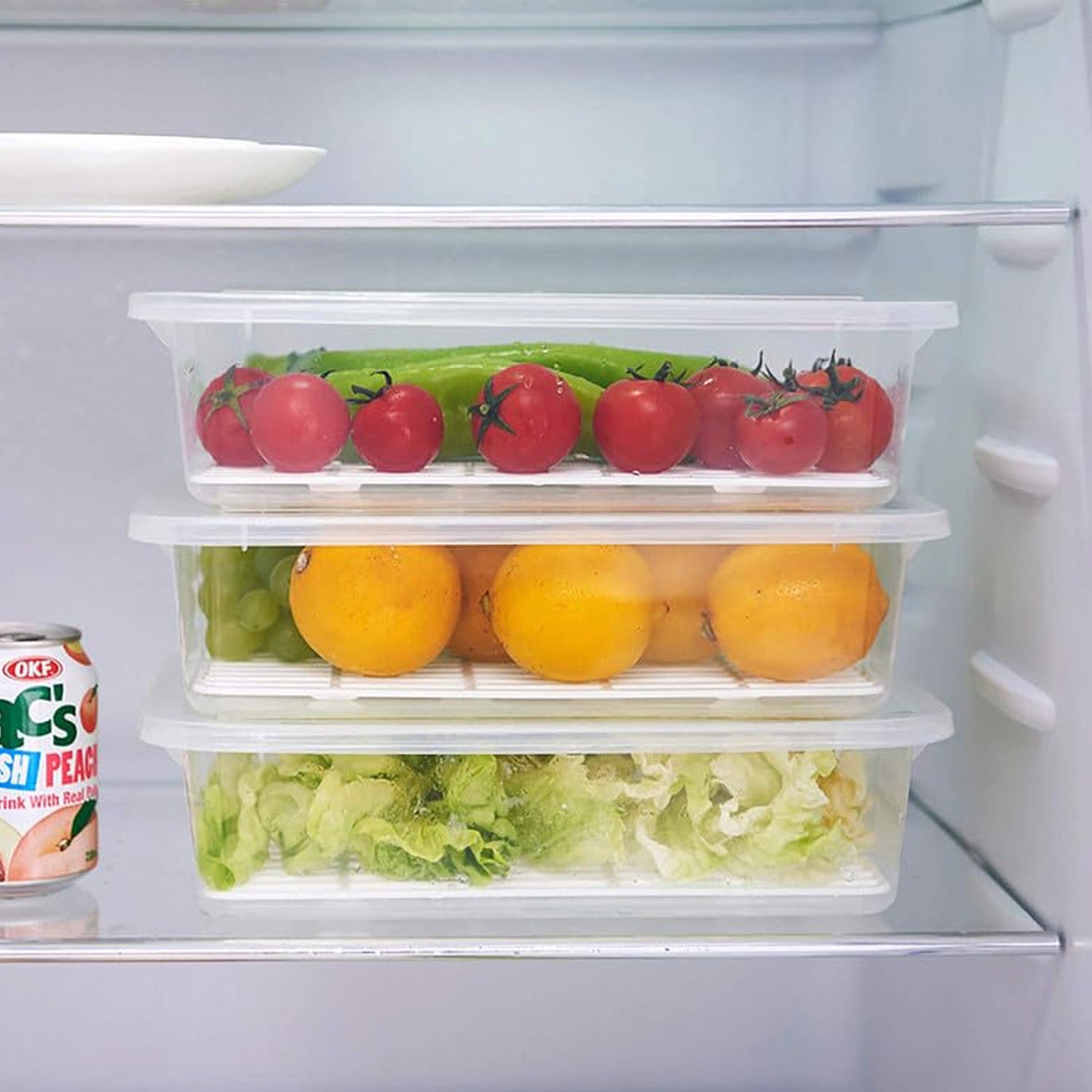 Plastic Food Storage Containers with Removable Drain Tray and Lid (3 Pcs Set) Plastic Food Storage Containers with Removable Drain Tray and Lid (3 Pcs Set)
